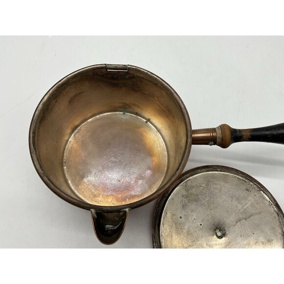 Antique Swedish Copper Ware Cooking Pot with Lid 8 inches Long x 2 Inches High - Picture 5 of 12